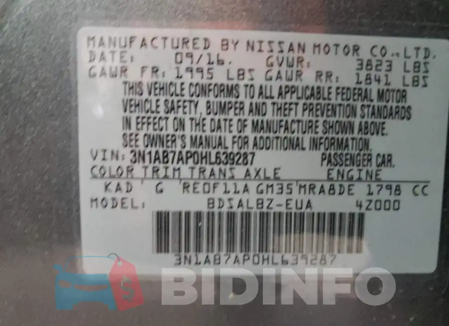 3N1AB7AP0HL639287 Photo# 13