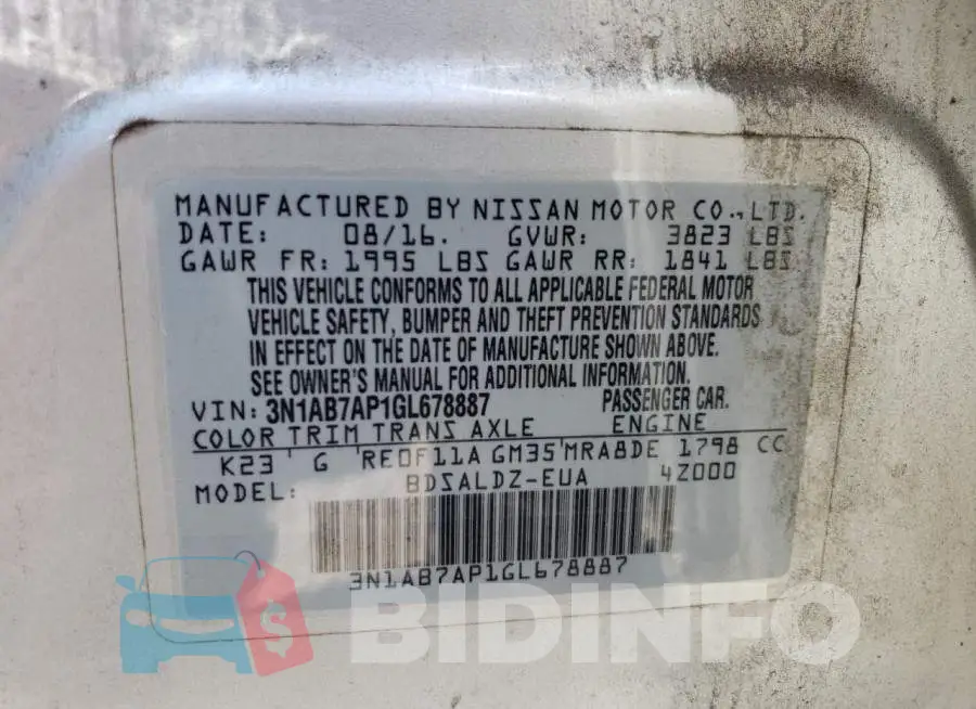 3N1AB7AP1GL678887 Photo# 12