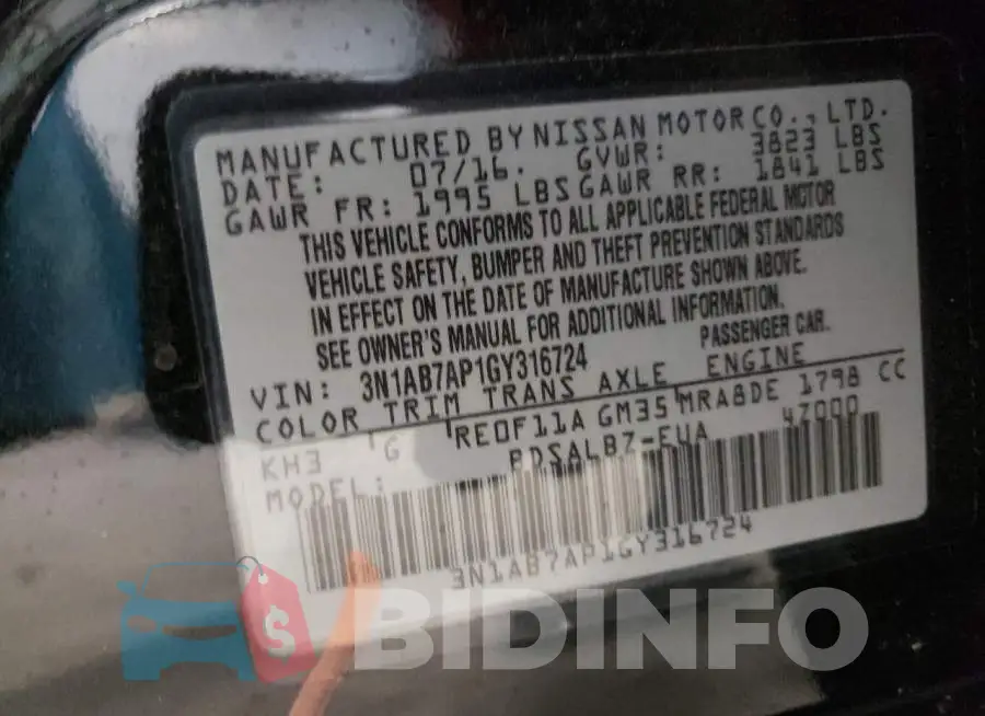 3N1AB7AP1GY316724 Photo# 10