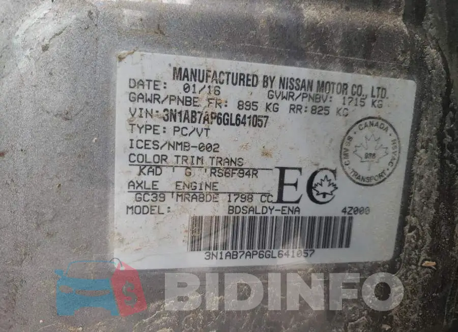 3N1AB7AP6GL641057 Photo# 13