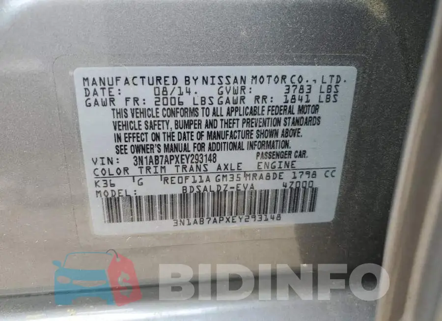 3N1AB7APXEY293148 Photo# 13