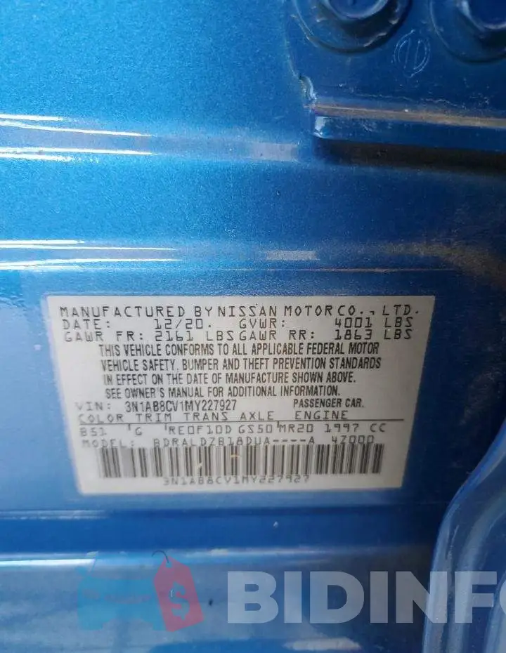 3N1AB8CV1MY227927 Photo# 13
