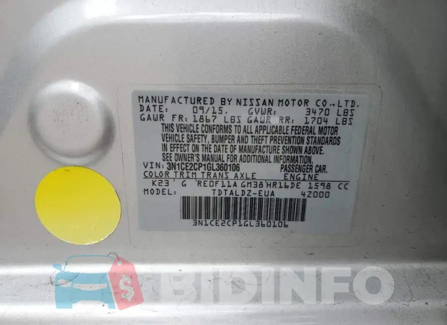 3N1CE2CP1GL360106 Photo# 12