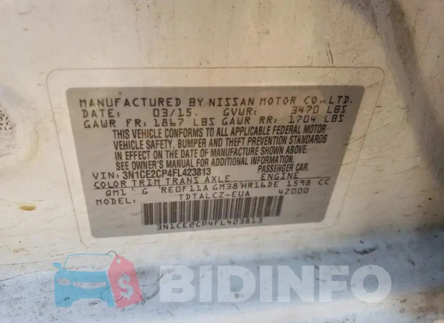 3N1CE2CP4FL423813 Photo# 12
