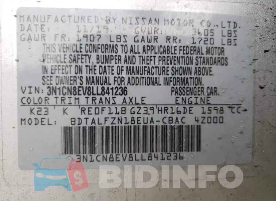 3N1CN8EV8LL841236 Photo# 13
