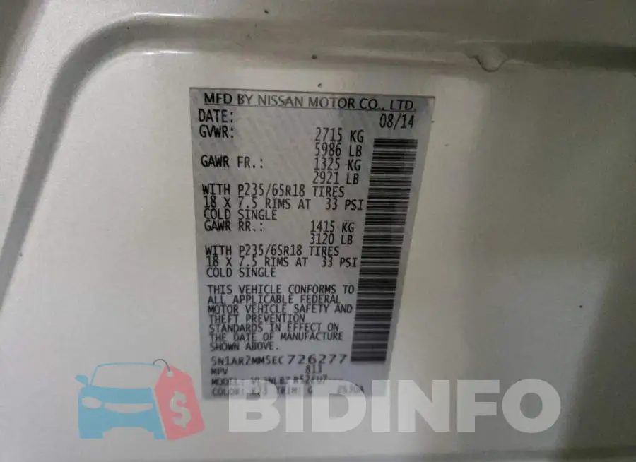 5N1AR2MM5EC726277 Photo# 13