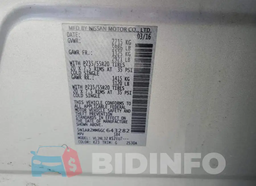 5N1AR2MM6GC643282 Photo# 13