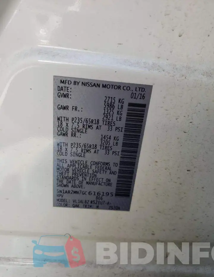 5N1AR2MN7GC616195 Photo# 12