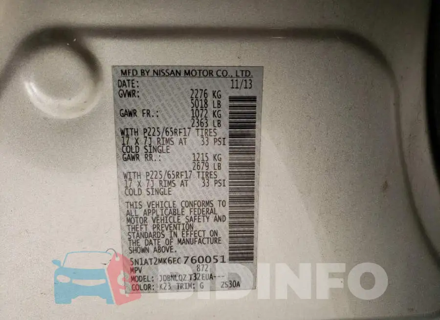 5N1AT2MK6EC760051 Photo# 10