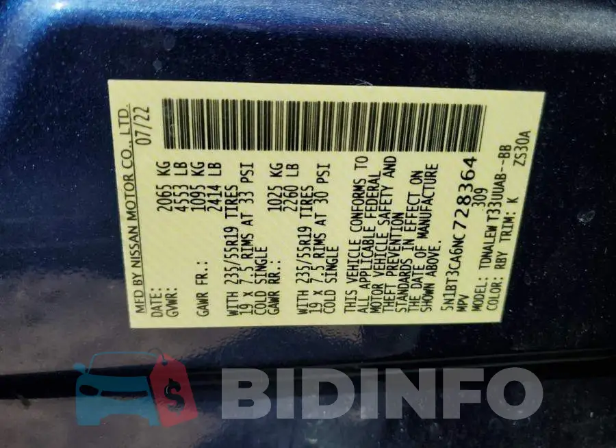 5N1BT3CA6NC728364 Photo# 13