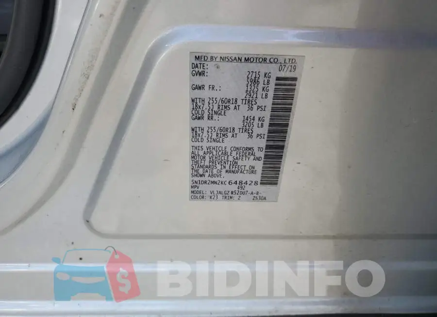 5N1DR2MN2KC648428 Photo# 14