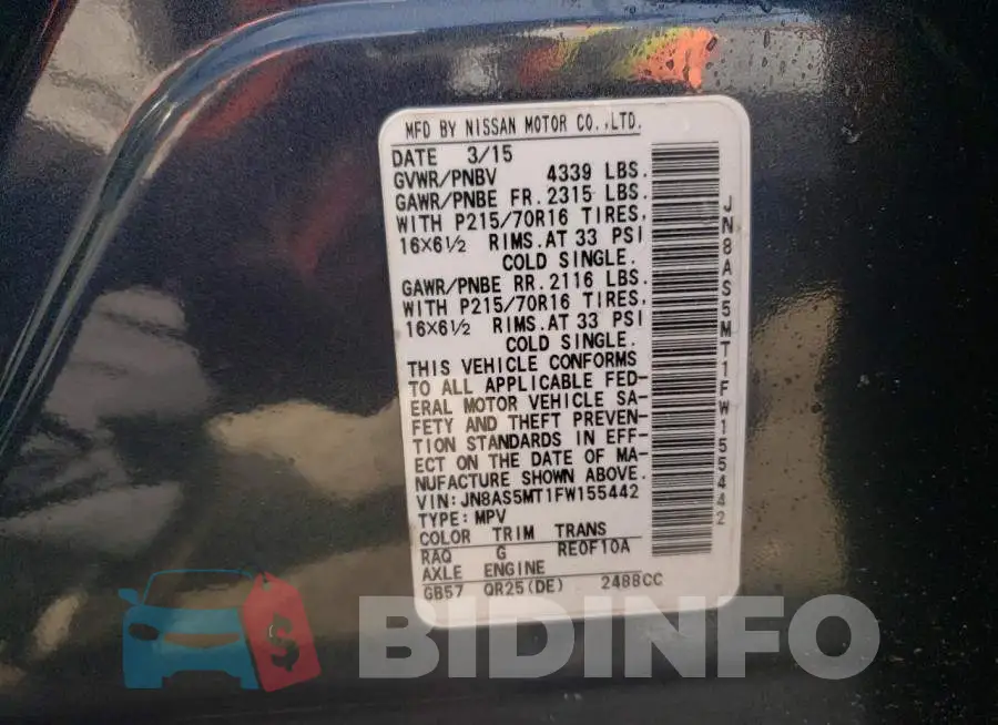 JN8AS5MT1FW155442 Photo# 13