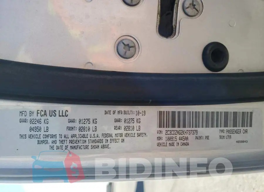 2C3CDZAG2KH737379 Photo# 12
