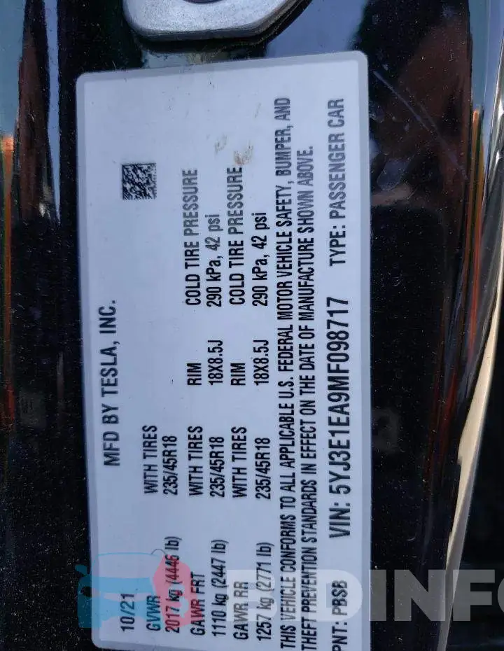 5YJ3E1EA9MF098717 Photo# 13