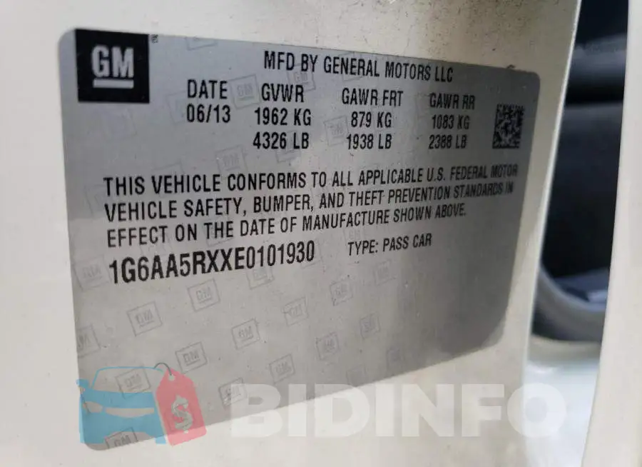 1G6AA5RXXE0101930 Photo# 12