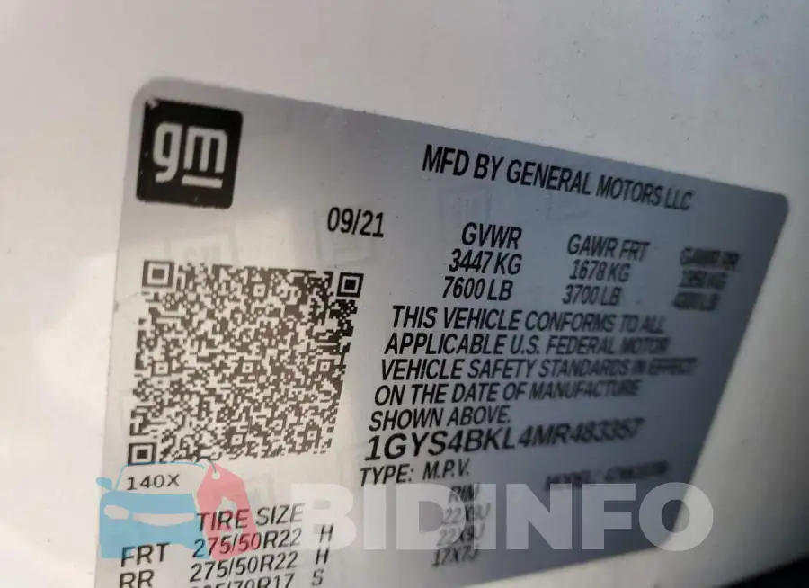1GYS4BKL4MR483357 Photo# 13