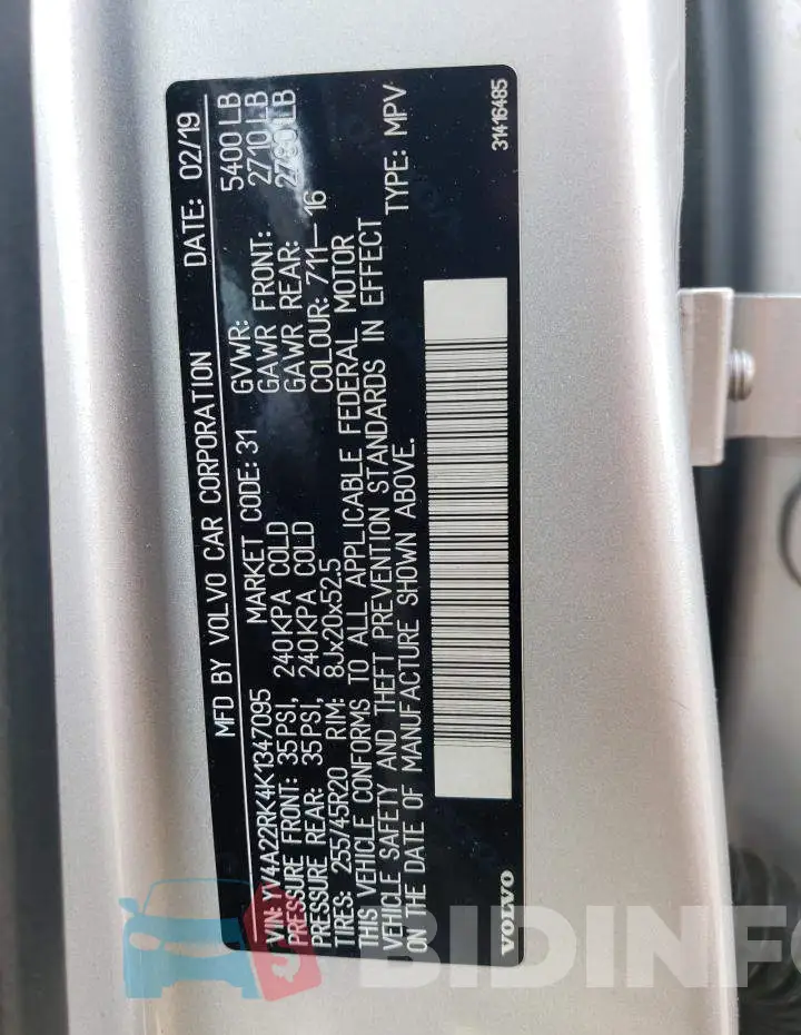 YV4A22RK4K1347095 Photo# 13