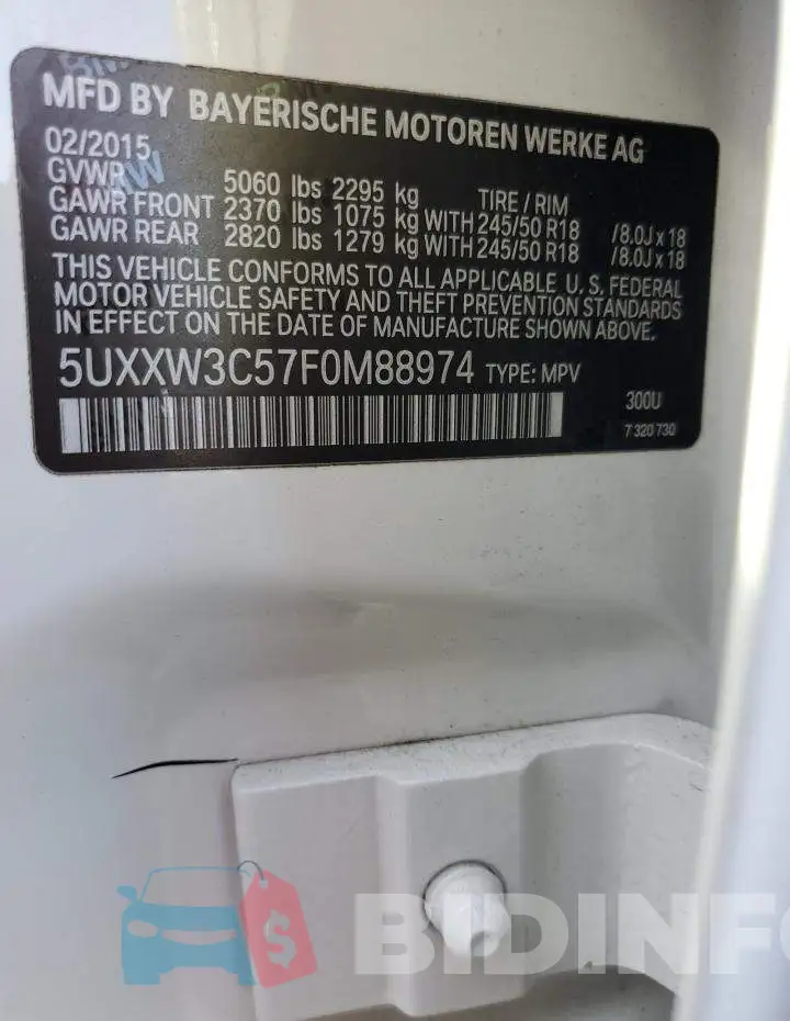 5UXXW3C57F0M88974 Photo# 13