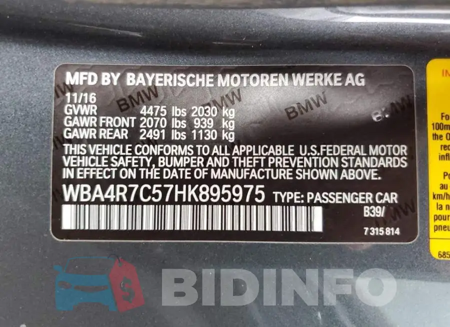 WBA4R7C57HK895975 Photo# 13