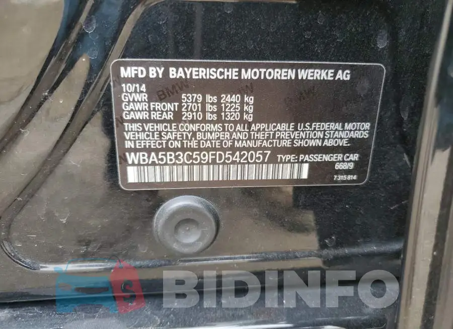 WBA5B3C59FD542057 Photo# 12