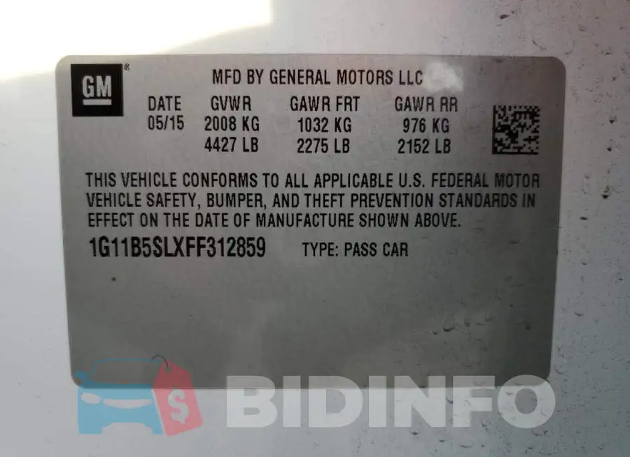 1G11B5SLXFF312859 Photo# 13