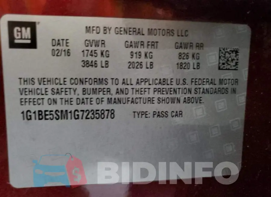 1G1BE5SM1G7235878 Photo# 12