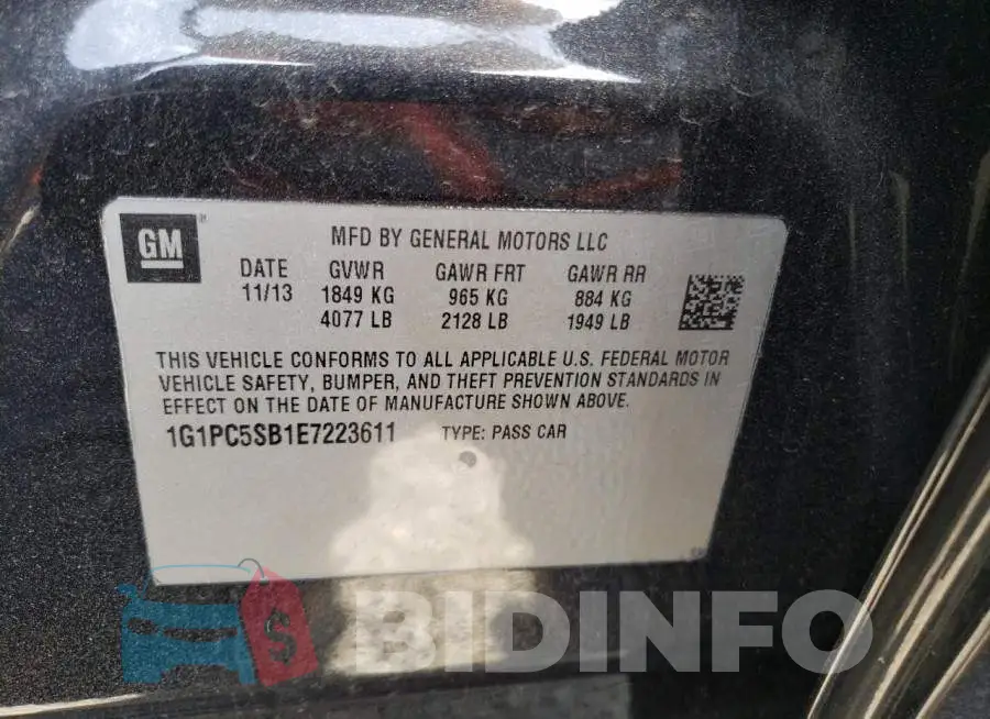 1G1PC5SB1E7223611 Photo# 12