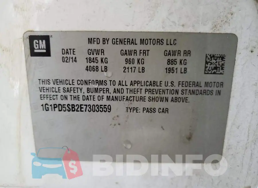 1G1PD5SB2E7303559 Photo# 13