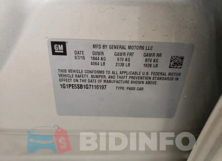 1G1PE5SB1G7116197 Photo# 12
