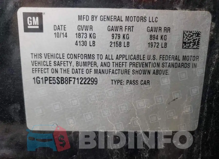 1G1PE5SB8F7122299 Photo# 10