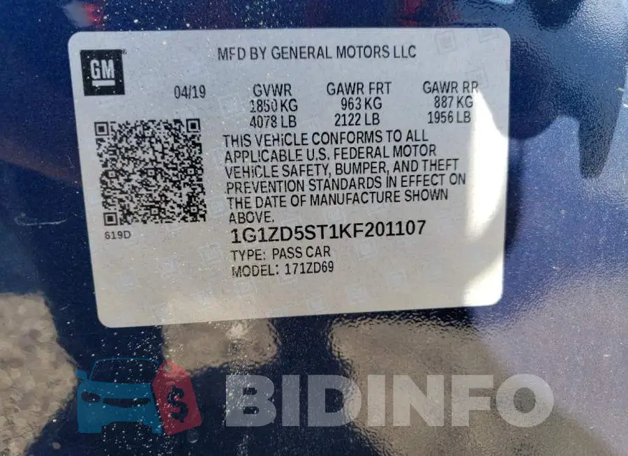1G1ZD5ST1KF201107 Photo# 12