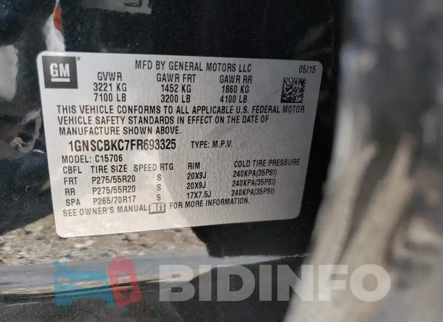 1GNSCBKC7FR693325 Photo# 13
