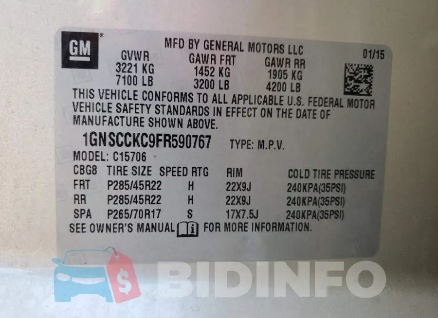 1GNSCCKC9FR590767 Photo# 13