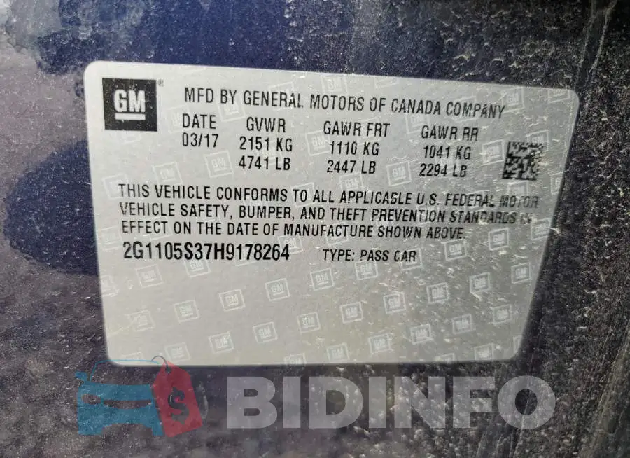 2G1105S37H9178264 Photo# 12