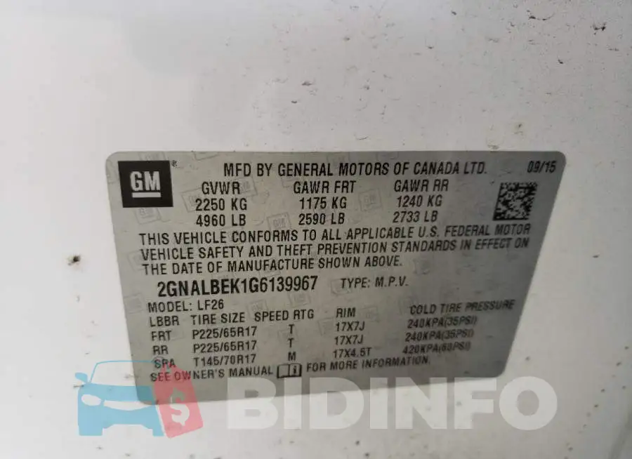 2GNALBEK1G6139967 Photo# 13