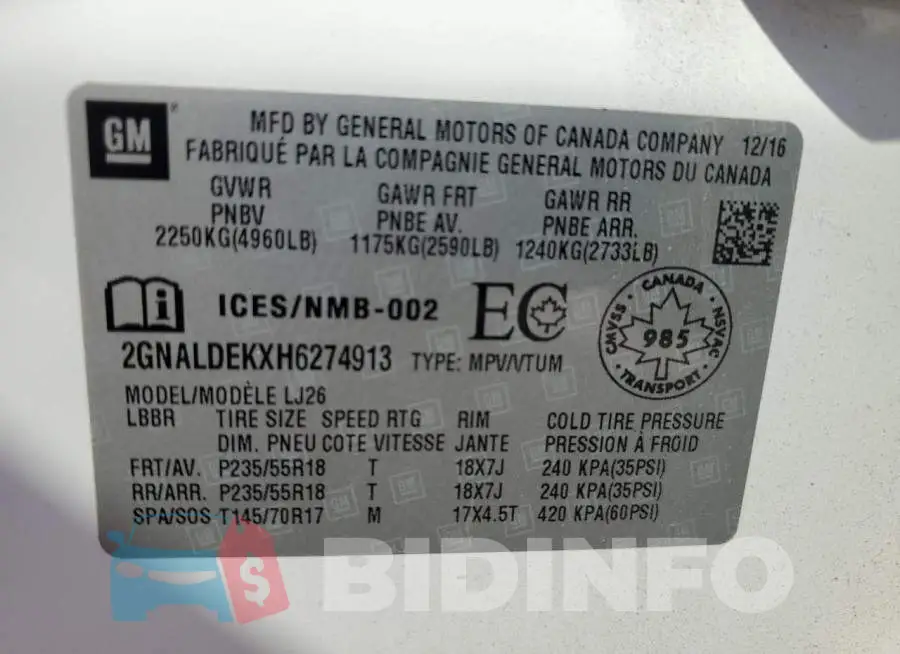 2GNALDEKXH6274913 Photo# 12