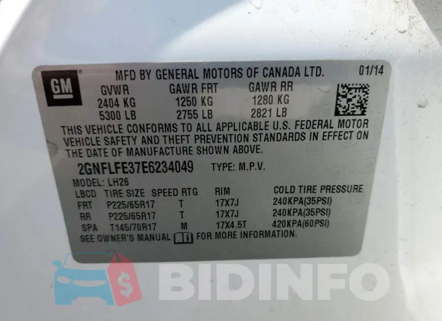 2GNFLFE37E6234049 Photo# 12