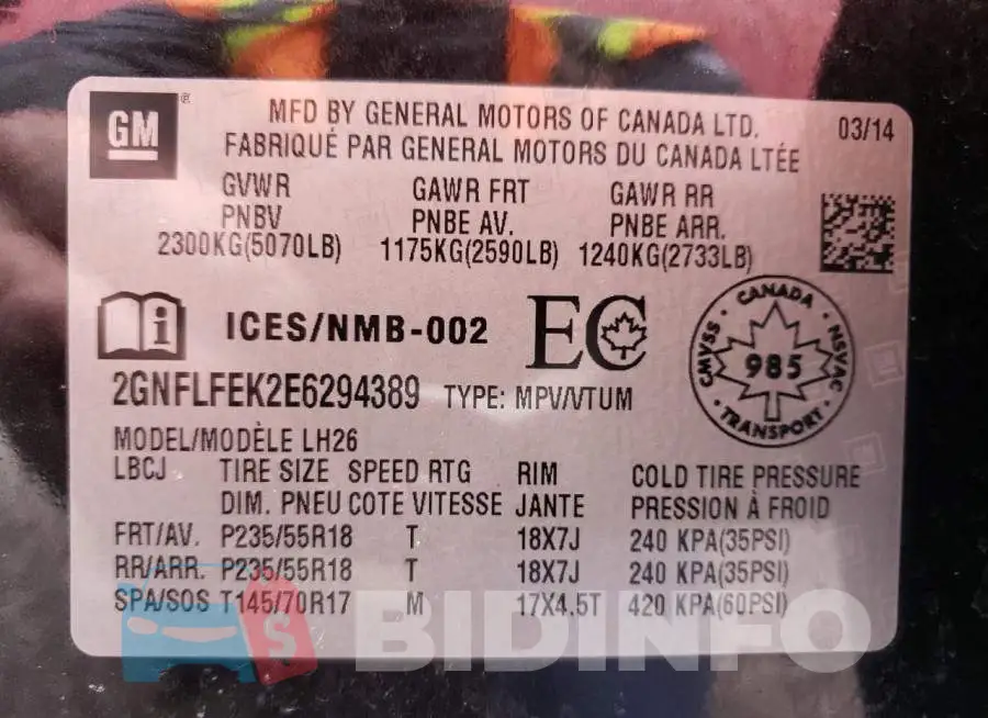 2GNFLFEK2E6294389 Photo# 13