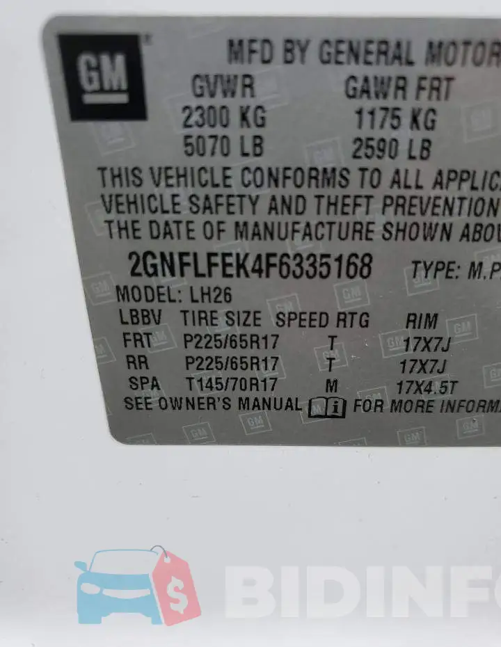 2GNFLFEK4F6335168 Photo# 13