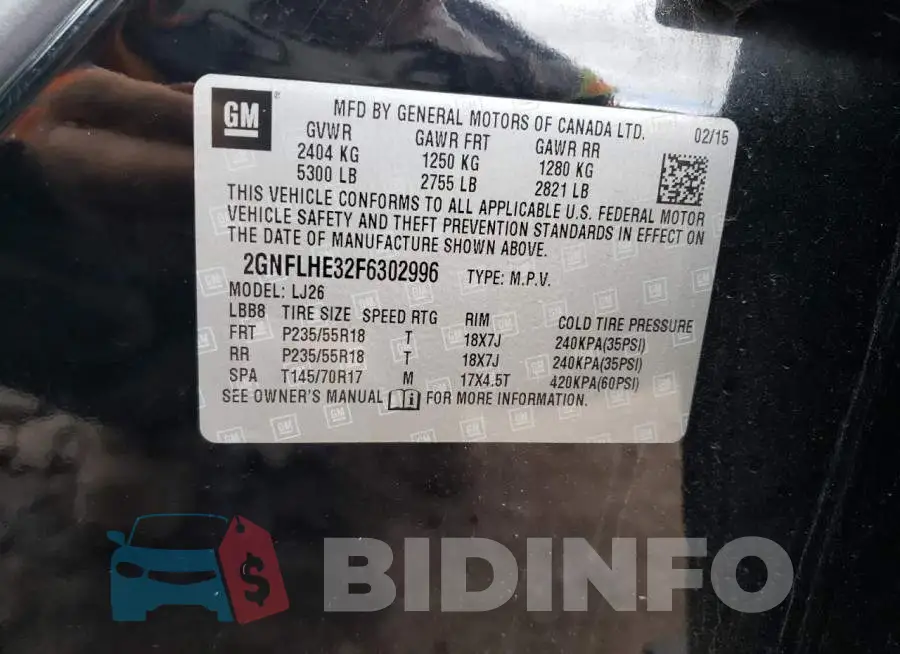 2GNFLHE32F6302996 Photo# 13