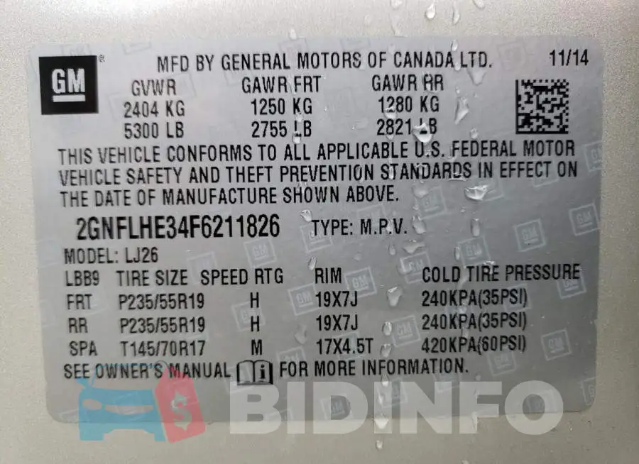 2GNFLHE34F6211826 Photo# 14
