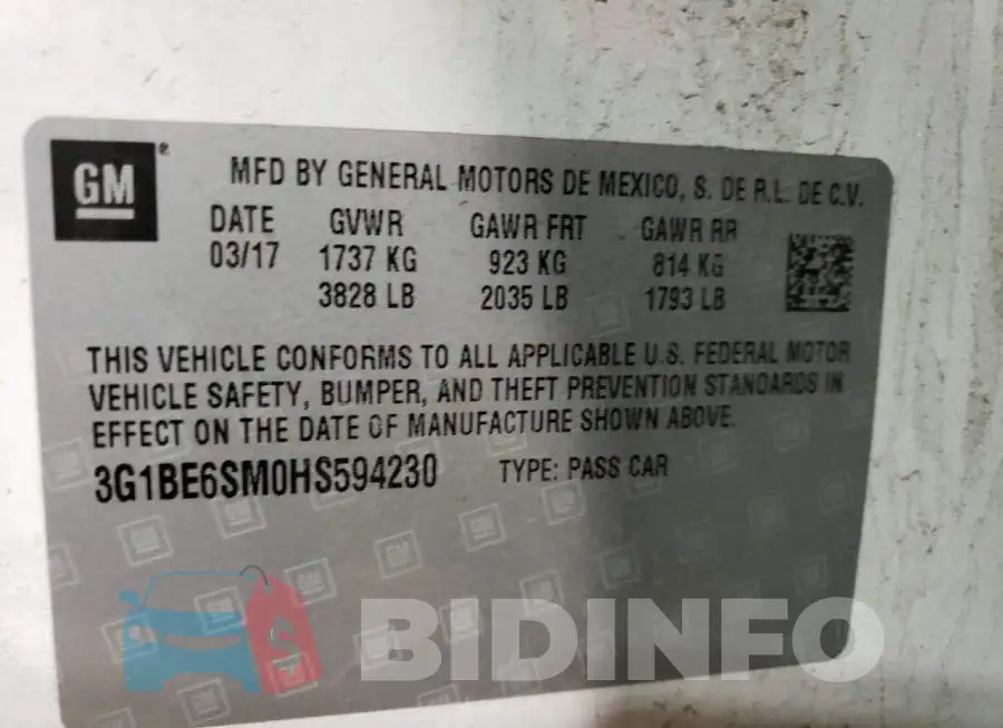 3G1BE6SM0HS594230 Photo# 12
