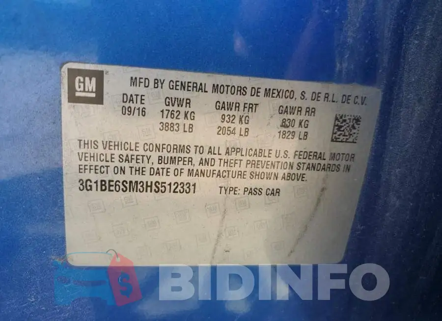 3G1BE6SM3HS512331 Photo# 12