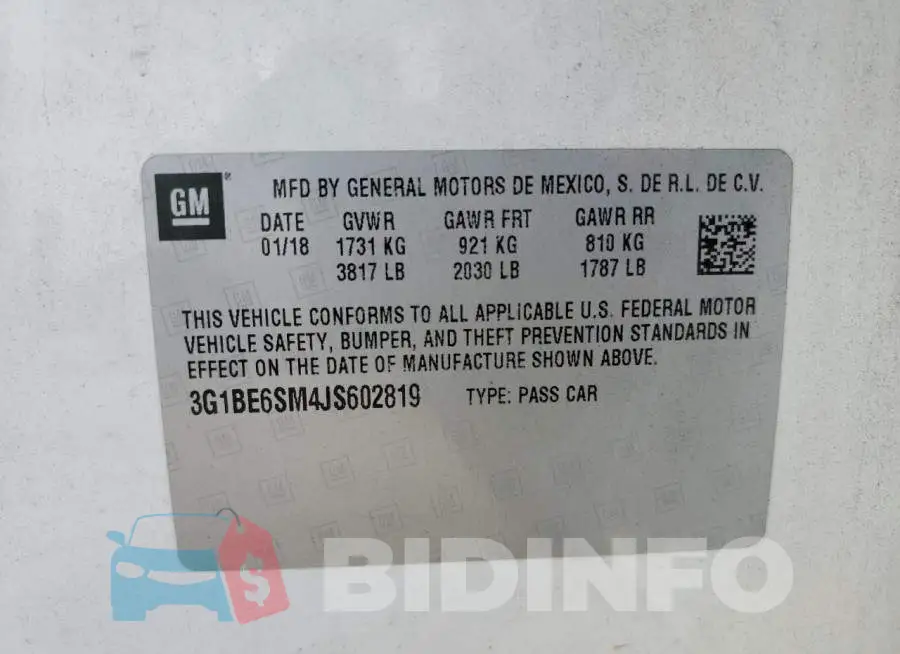 3G1BE6SM4JS602819 Photo# 12