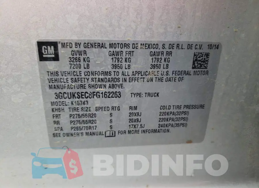3GCUKSEC8FG162263 Photo# 12