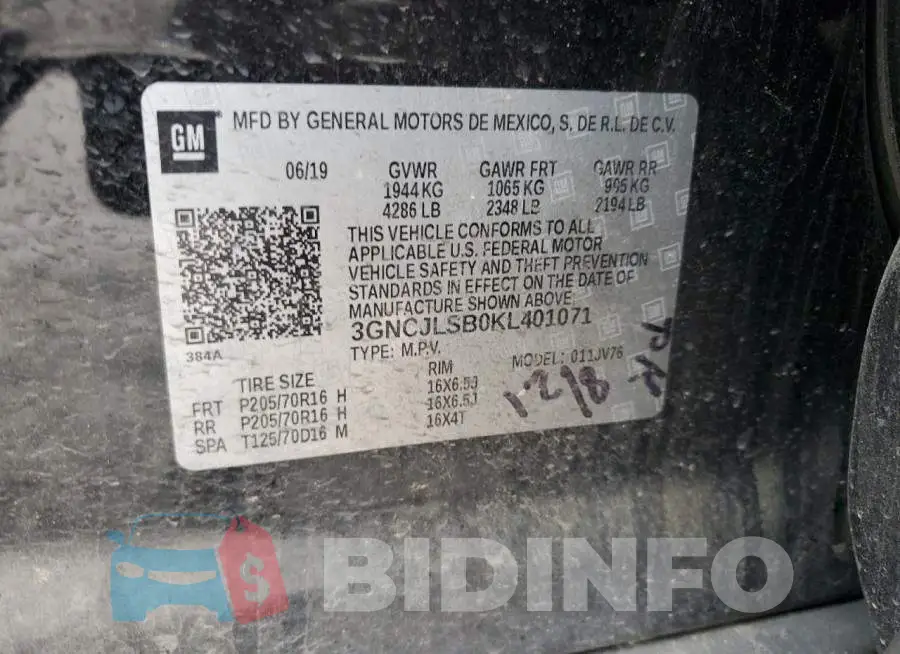 3GNCJLSB0KL401071 Photo# 12
