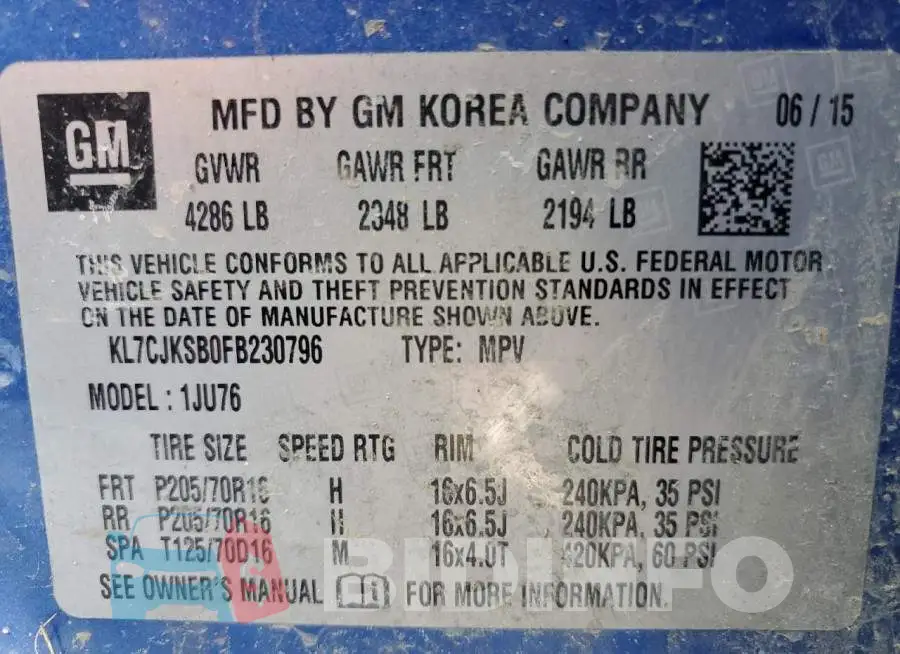 KL7CJKSB0FB230796 Photo# 13