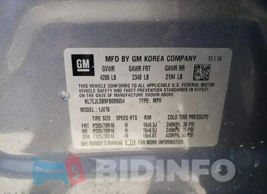 KL7CJLSB9FB089054 Photo# 13