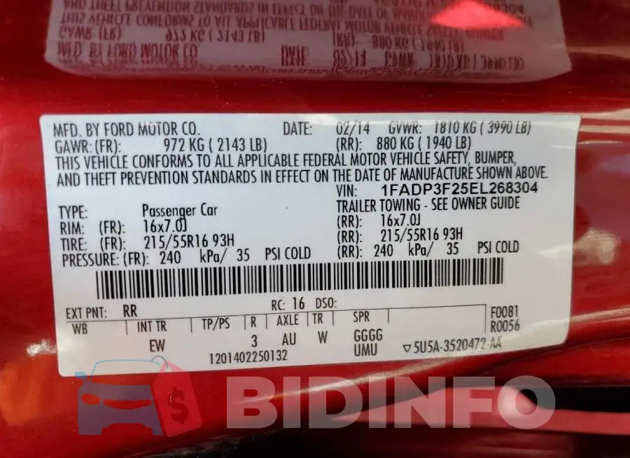 1FADP3F25EL268304 Photo# 12