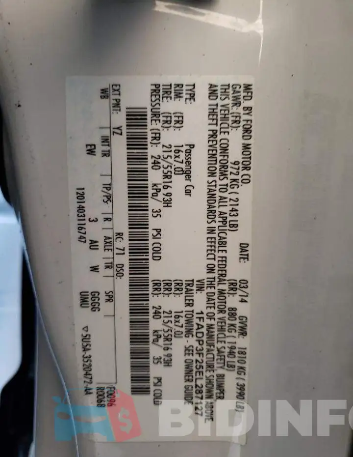 1FADP3F25EL287127 Photo# 12